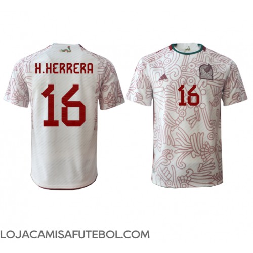 Camisa de Futebol México Hector Herrera #16 Equipamento Secundário Mundo 2022 Manga Curta